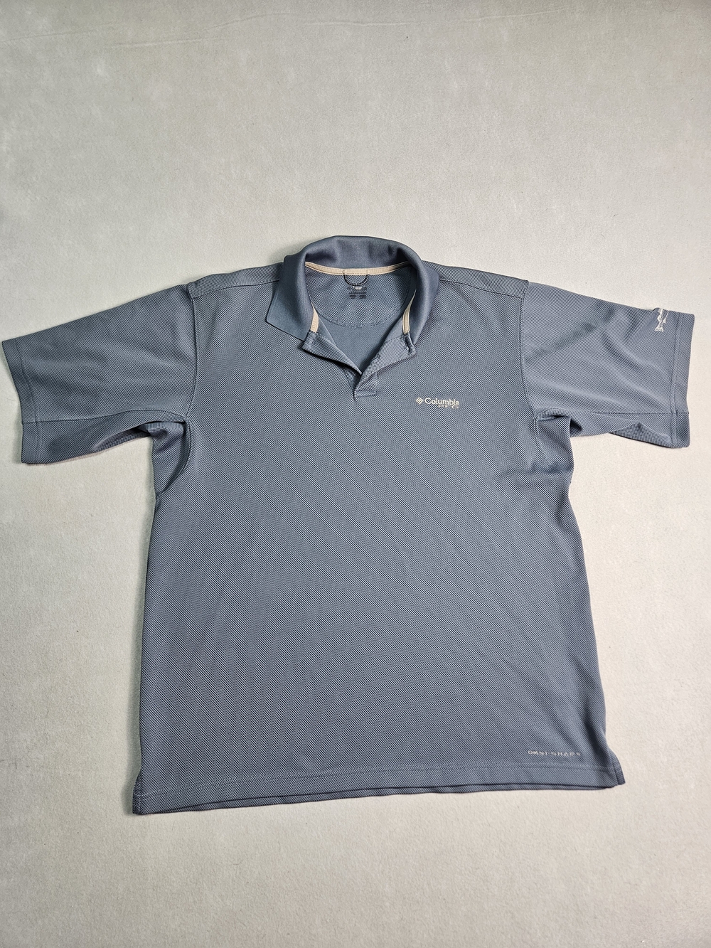 Columbia PFG Omni-Shade Polo Shirt Men’s Large Blue Short Sleeve Fishing Perform
